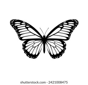 Black and white monarch butterfly illustration