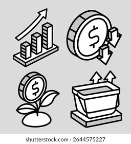 Black and White Monetary Icon Illustration