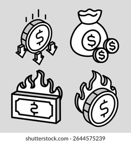 Black and White Monetary Icon Illustration