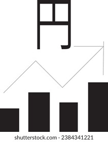 Black and White Money Growth Ratio Icon