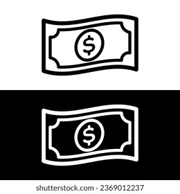 black and white money icon