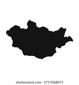 Mapa sencillo de Mongolia en blanco y negro