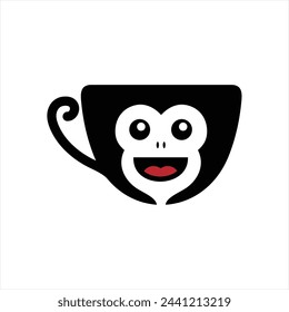una copa de mono en blanco y negro con un logotipo en blanco y negro.
