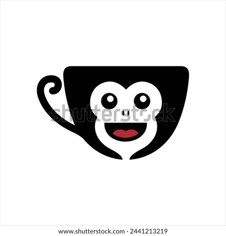 a black and white monkey cup with a black and white logo.