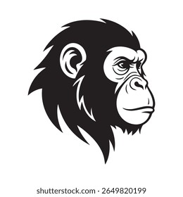 Black and White Monkey Head Vector