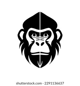 The black and white monkey vector logo is skillfully isolated on a backdrop of pure white.