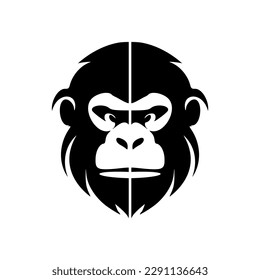 The black and white monkey vector logo is skillfully isolated on a backdrop of pure white.