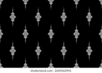 Preto e branco Monocromático Pixel Etnia sem emenda padrão. Design geométrico minimalista ideal para têxteis, vestuário e fundos digitais modernos.