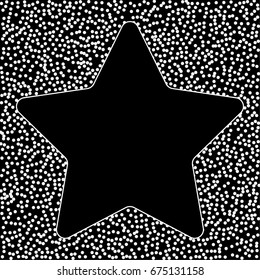 Black and White Monochrome Background Confetti. Abstract Halftone Backgrounds. Vector Isolated Confetti on Black Background Pattern. Template Holiday Birthday, Wedding. Vector Dotwork Illustration.
