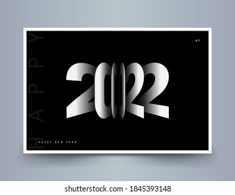 Black and white, monochrome banner 2021-2022. Holiday New Year and Christmas. One color, two colors, trendy, new, modern, stylish poster 07.