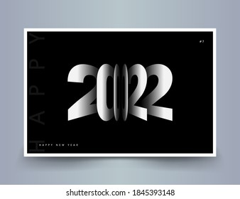 Black and white, monochrome banner 2022. Holiday New Year and Christmas. One color, two colors, trendy, new, modern, stylish poster 07.