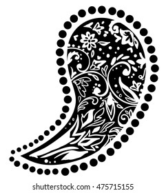 black and white, monochrome design element for paisley pattern vector