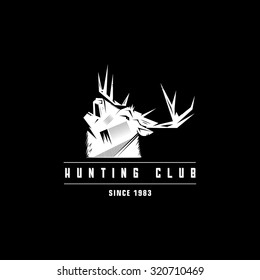 Black and white monochrome emblem, symbol, logotype, sign, badge, sticker, poster of a bear, dog, wolf. Identity usage