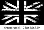 Black and white monochrome Great Britain UK flag Grunge splash texture emblem icon