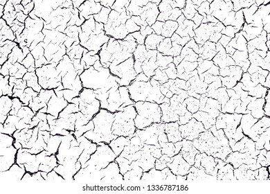 Black and white monochrome grunge pattern. Cool texture of cracks, stains, scratches, splash for print and design. Vector EPS10.