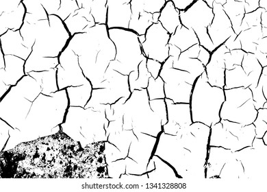Black and white monochrome grunge pattern. Cool texture of cracks, stains, scratches, splash for print and design. Vector EPS10.