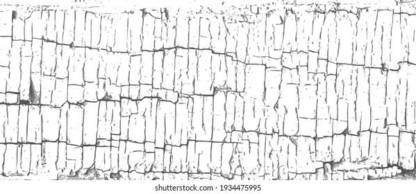 Schwarzweiß-Monochrome-Grunge-Muster. Cool Textur von Rissen, Flecken, Kratzer, spritzen für Druck und Design. Risse Ölfarbe auf Holzoberfläche. Vektor EPS10.