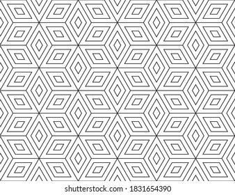 Black and White Monochrome Hexagonal Seamless Pattern