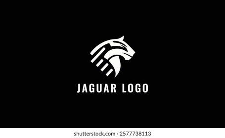 Black and white monochrome jaguar logo design, animal logo