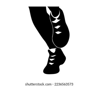 black and white monochrome logo of running,sports,athletic shoes,sneakers