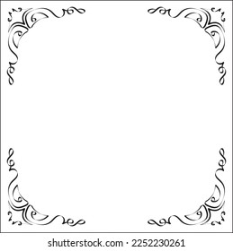 Black and white monochrome ornamental border for greeting cards, banners, invitations. Isolated vector illustration.  Oriental style.