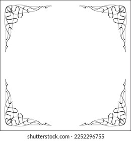 Black and white monochrome ornamental border for greeting cards, banners, invitations. Isolated vector illustration.