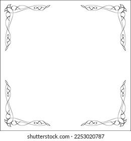 Black and white monochrome ornamental border for greeting cards, banners, invitations. Isolated vector illustration.