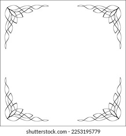 Black and white monochrome ornamental border for greeting cards, banners, invitations. Isolated vector illustration.