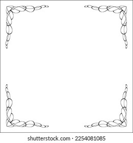 Black and white monochrome ornamental border for greeting cards, banners, invitations. Isolated vector illustration.