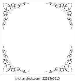 Black and white monochrome ornamental corners for greeting cards, banners, invitations. Isolated vector illustration.