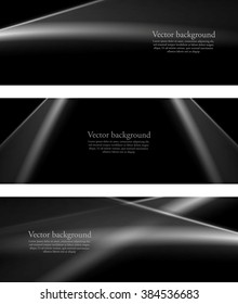 Black and white monochrome smooth lines banners. Vector background