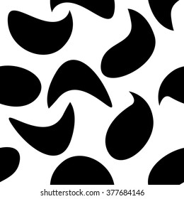 Black and white monochrome spotted seamless pattern. Dog fur, animal skin design. Use for textile, clothes, package, wrapping paper. EPS 8 vector illustration, no transparency