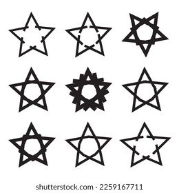 Black And White Monochrome Star Icons