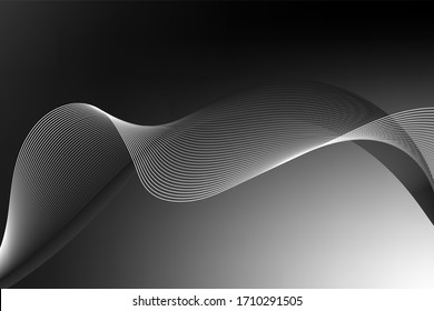Black and white monochrome vector background. Soft texture of waves on a gray background