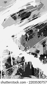 Black and white monochrome vector background. Vertically positioned abstract texture