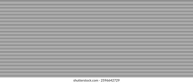 Black and white monochrome vertical stripes pattern. Wide banner. Simple design for background. Uniform lines in contrasting tones creating visual rhythm and balance. Optical illusion. Eps10