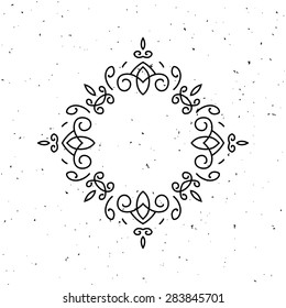 Black and white monogram design template. Vector illustration.