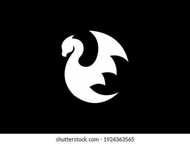 Black and white monogram of dragon design