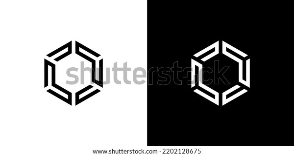 Black White Monogram Hexagon Logohexagon Logo Stock Vector (Royalty ...