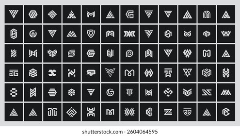 Black and White Monogram Logo Icon Set