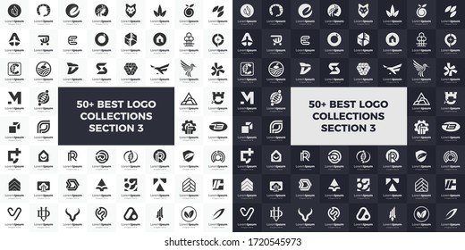 Black White Monogram Logo set modern and creative branding idea collection for business. simple , vintage, minimalist, abstract logos vector design and icon for brand identity 