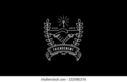 Black And White Monoline Shaking Hand Gun Illustration