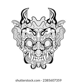 Fantasma de la cabeza del dragón blanco y negro ilustraciones colorear páginas línea de dibujo
