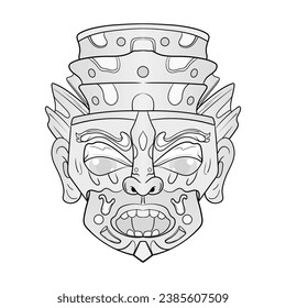 Black and white monster dragon head fantasy illustration coloring pages drawing line