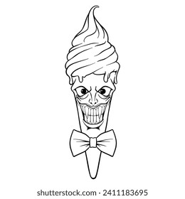 black and white monster ice cream illustration