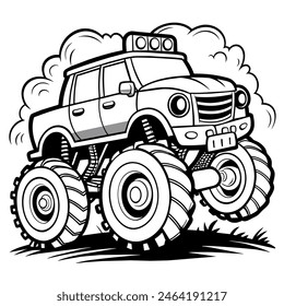 black and white monster trucks for coloring book