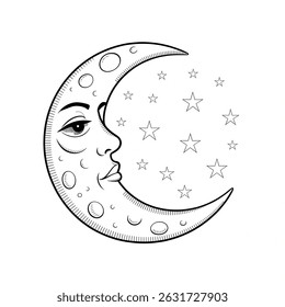 Black and white moon cartoon 