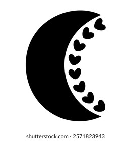 Black and white moon clipart. Valentine clipart. Boho Valentines day clipart. Cute Valentine object in flat style. Hand draw vector illustration