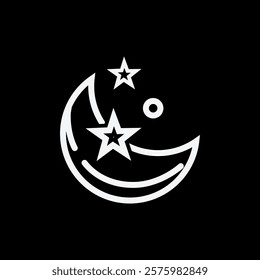 Black and white moon icon illustration design, Islamic Ramadan icon