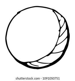 Black and white Moon sketch. Hand drawn grunge style.